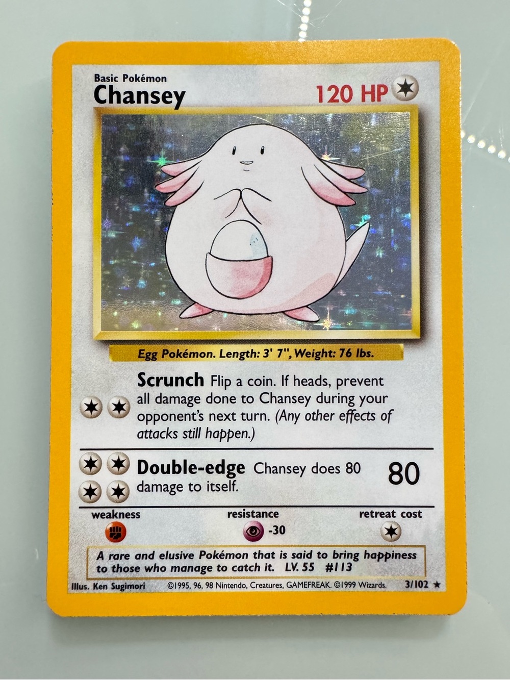 Chansey Holo Pokémon card